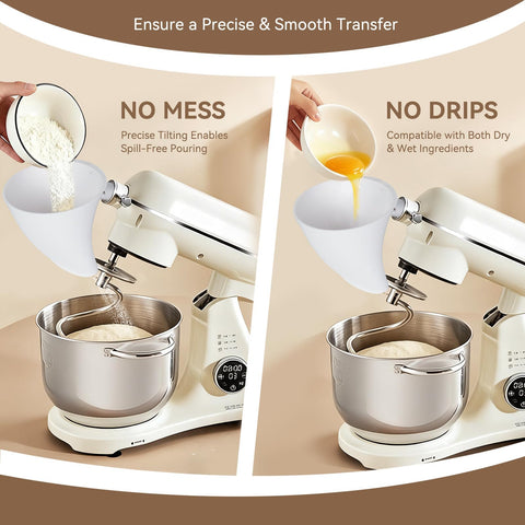 FIMXSD flour funnel offers a stable, slip-free attachment for steady pouring.