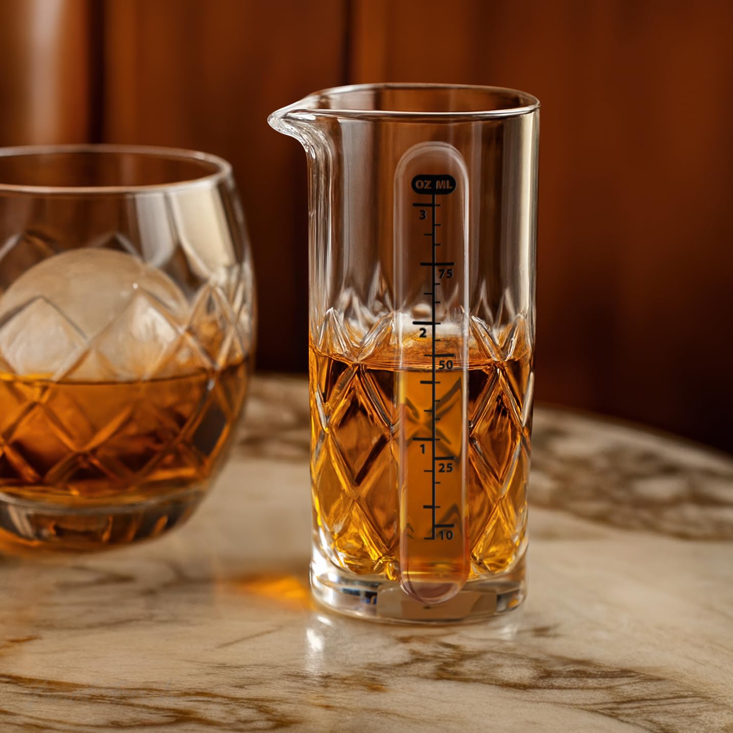 Final Touch Yarai Jigger shows precise ounce and milliliter markings