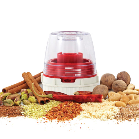 FinaMill Grater Pod grating whole nutmeg for fresh aroma.