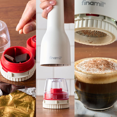 FinaMill Grater Pod wide refill opening for easy filling.