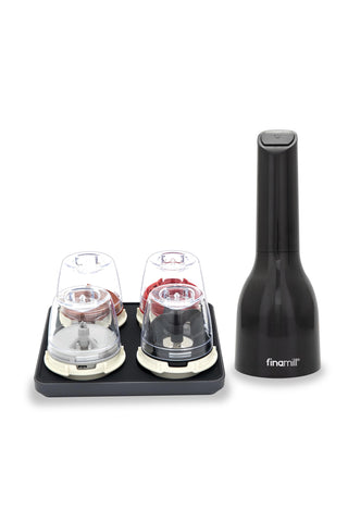 FinaMill spice mill with interchangeable pods for clean flavor separation