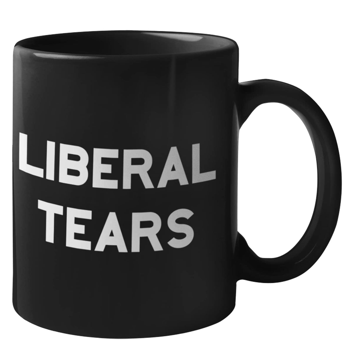 Find Funny Gift Ideas Liberal Tears Mug front view for a witty desk accessory