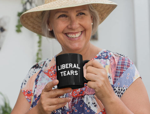 Find Funny Gift Ideas Liberal Tears Mug side view ideal for gifts