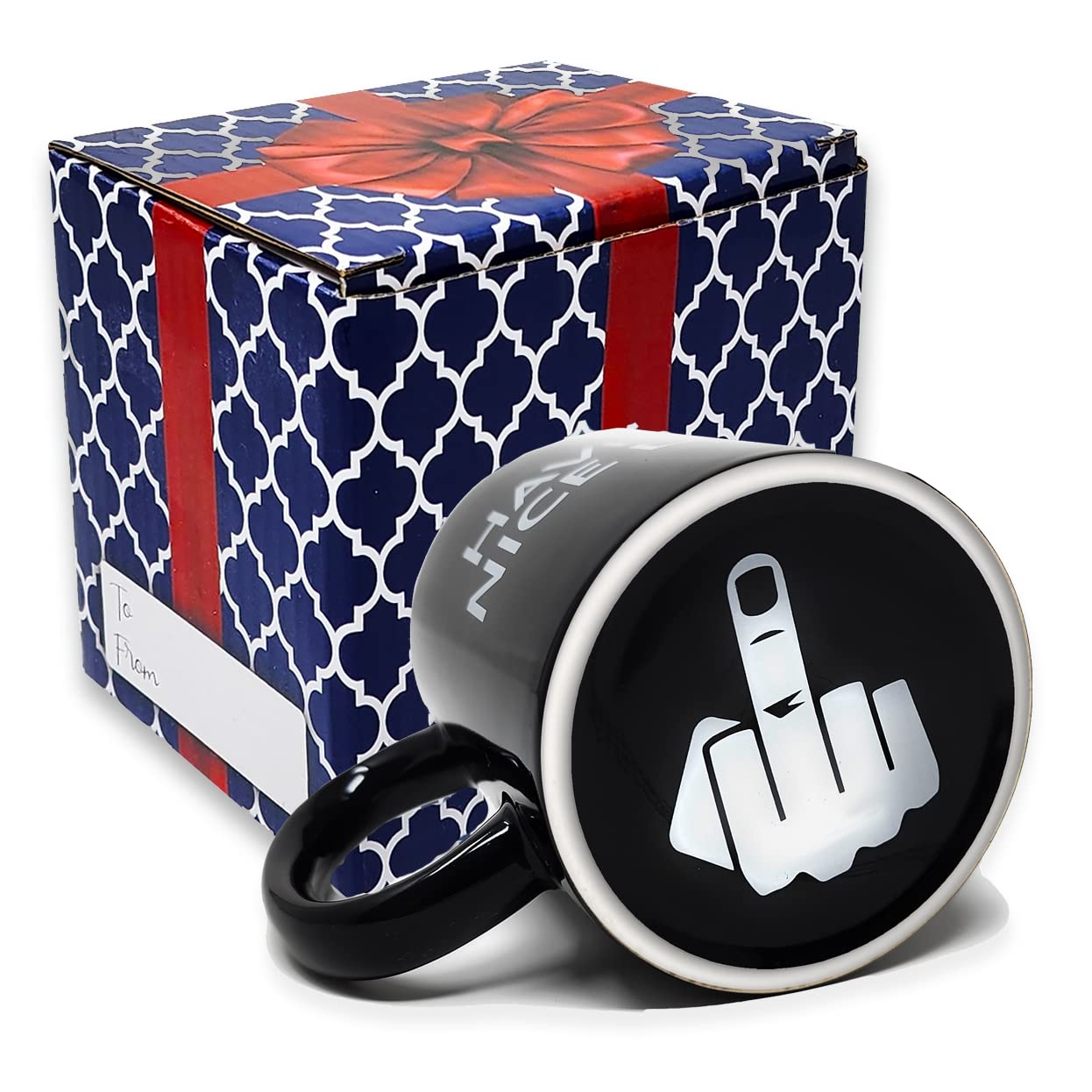 Find Funny Gift Ideas novelty coffee mug front view, ideal for playful home or office use.