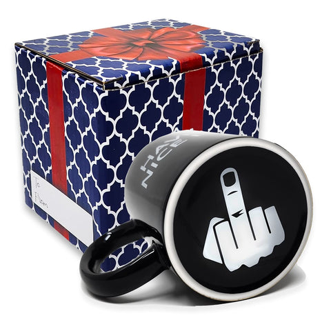 Find Funny Gift Ideas novelty coffee mug front view, ideal for playful home or office use.