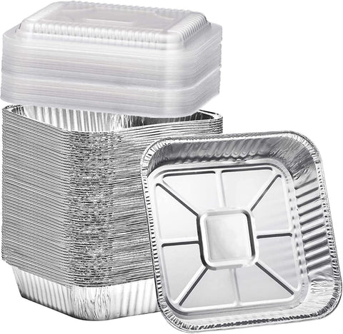 Findful 8x8 aluminum pan with clear lid for bake-and-serve.
