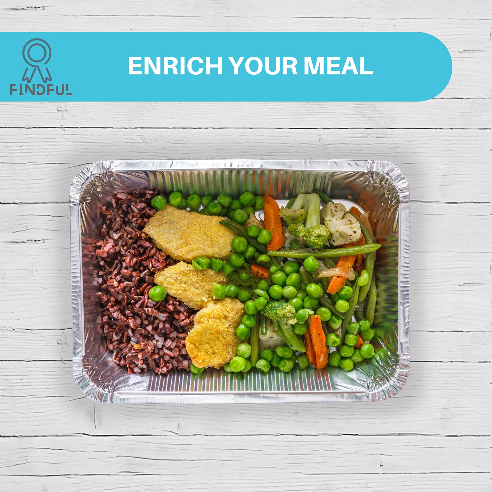 Findful aluminum pans with lids in fridge-storage, keeps food fresh