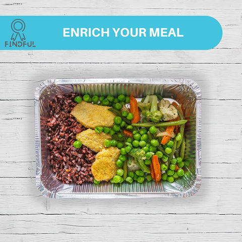 Findful aluminum pans with lids in fridge-storage, keeps food fresh