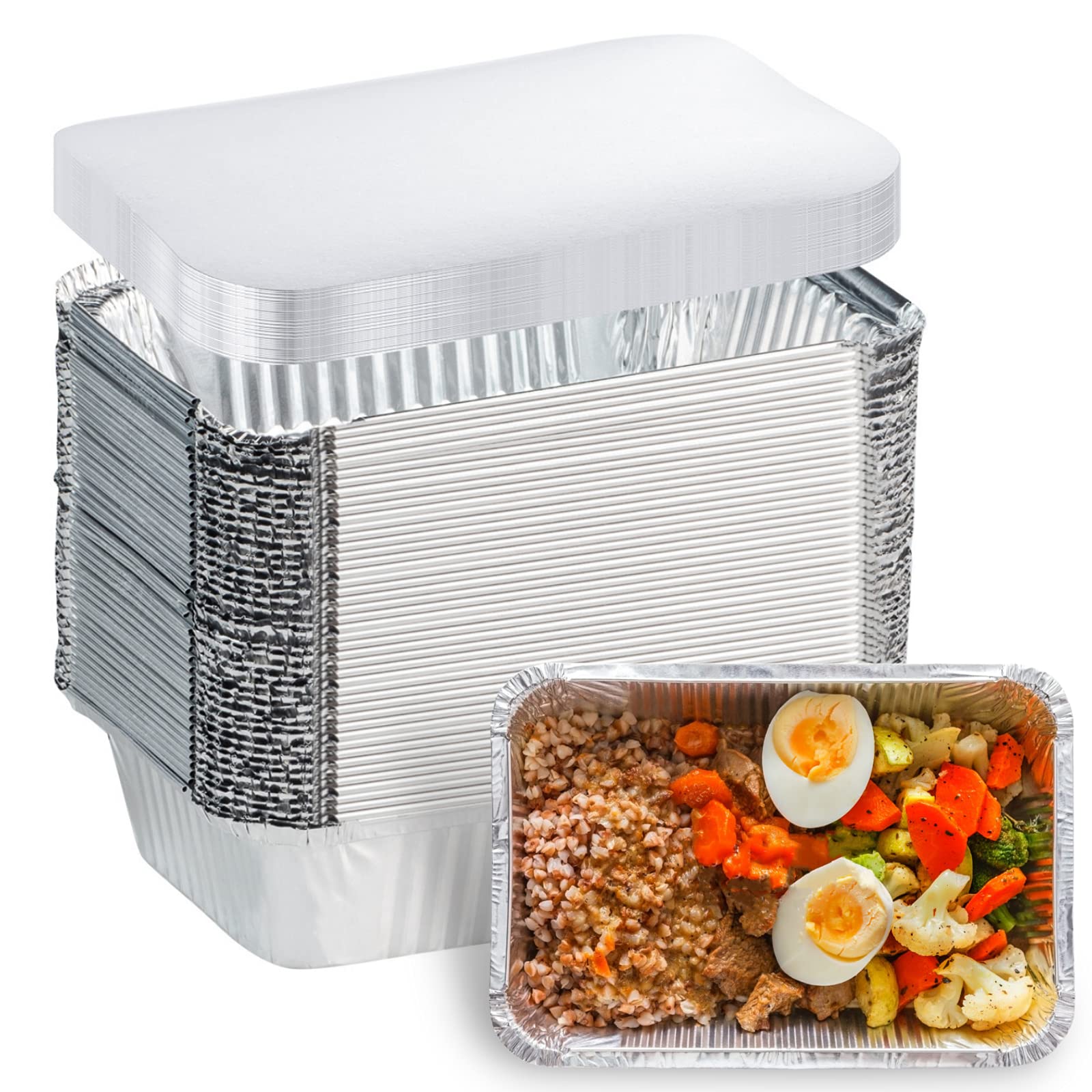Findful aluminum pans with lids disposable packaging, ready for quick takeout