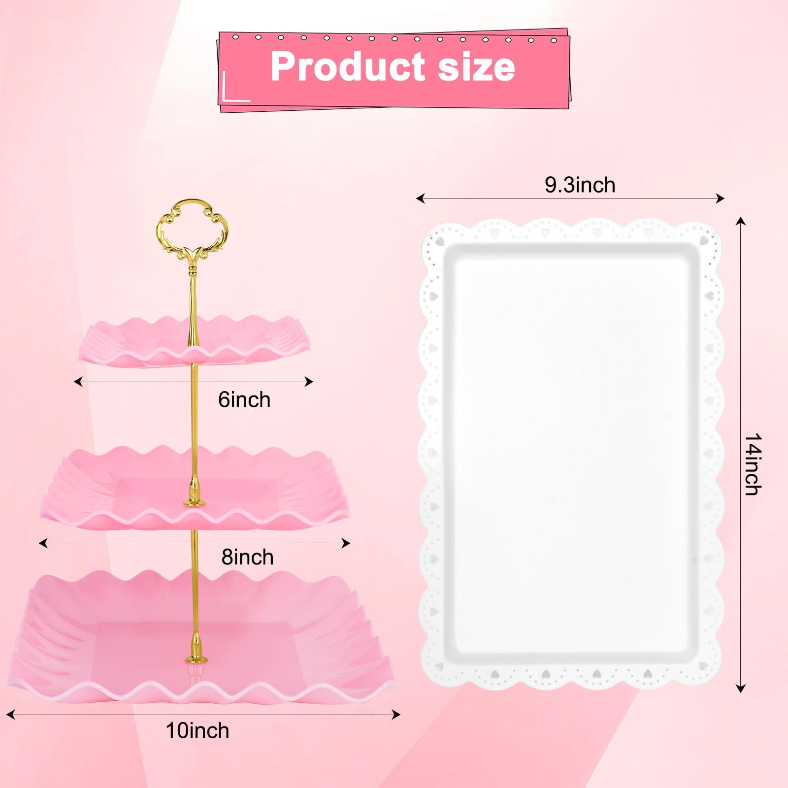 Findful pink dessert stands 2-piece set ideal for parties and tea tables.