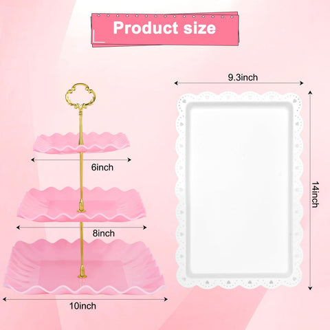 Findful pink dessert stands 2-piece set ideal for parties and tea tables.