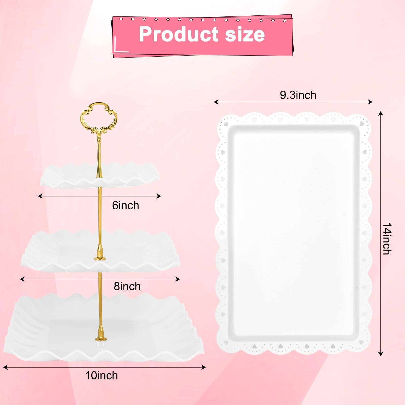 Findful dessert tray serving set with flat base for stable serving
