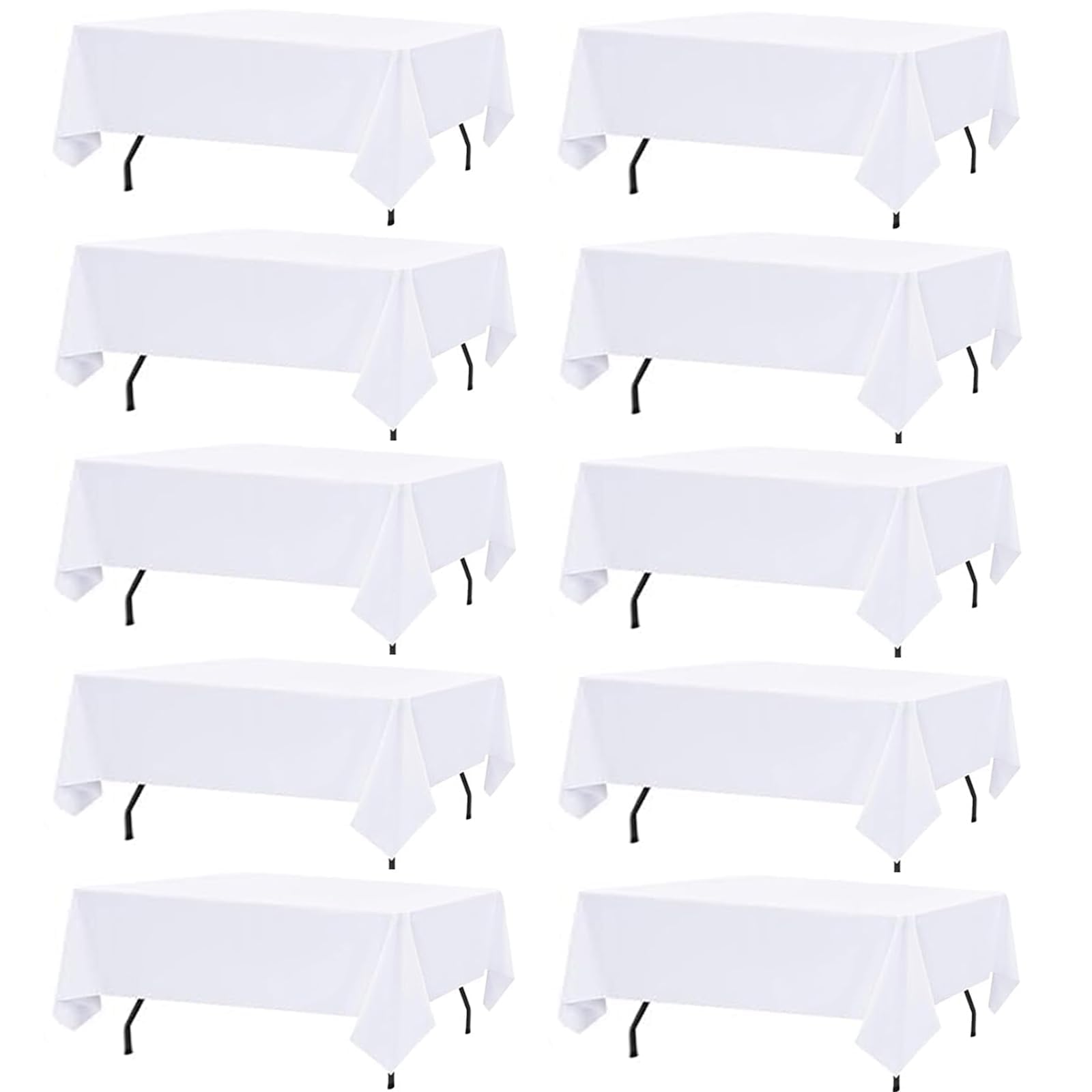 FindYou 10-pack white tablecloth on an 8 ft table with clean presentation
