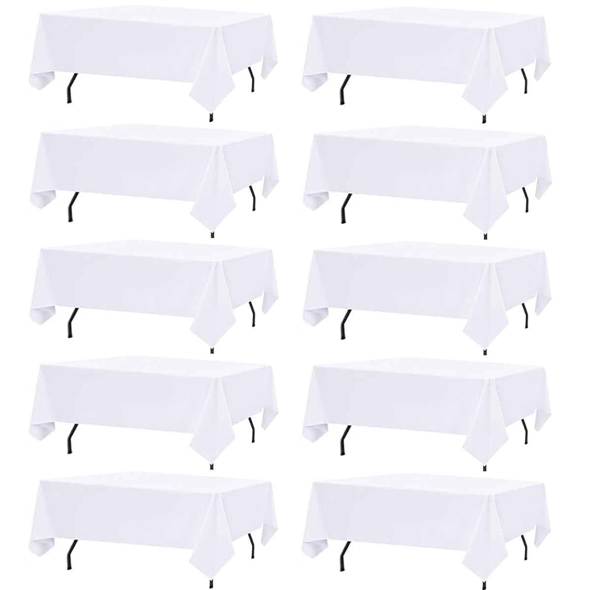 FindYou 10-pack white tablecloth on an 8 ft table with clean presentation