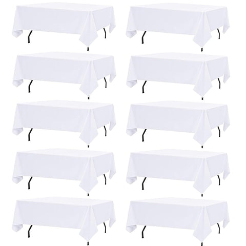 FindYou 10-pack white tablecloth on an 8 ft table with clean presentation