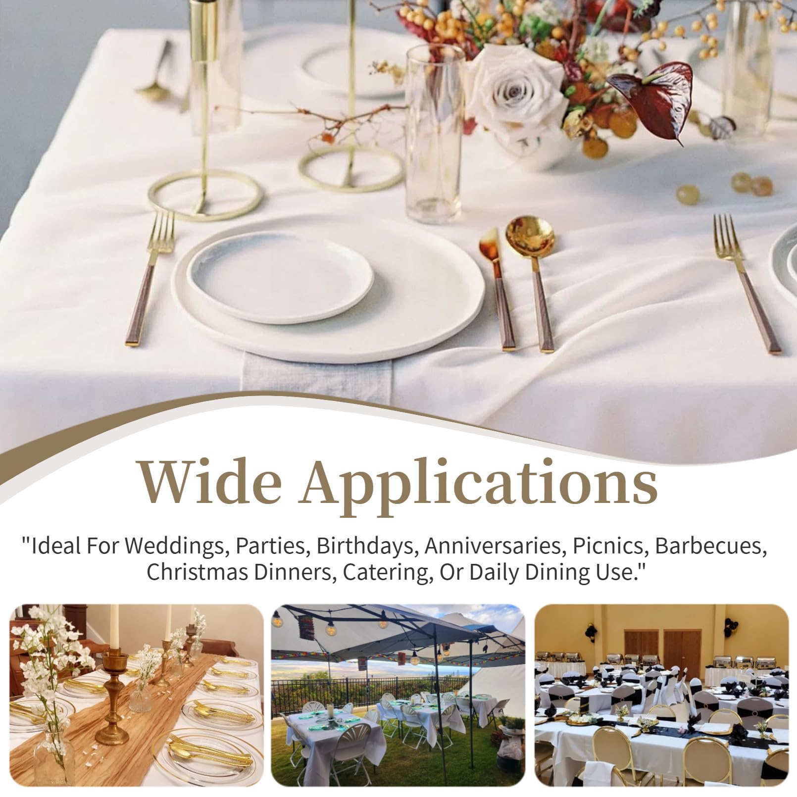 FindYou wedding party setup with white tablecloth for elegant tables