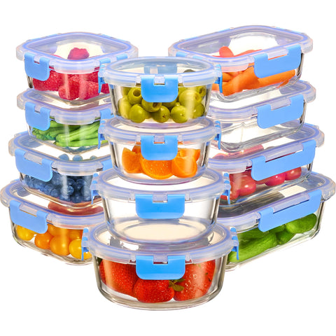 FineDine glass storage containers with lids for airtight freshness