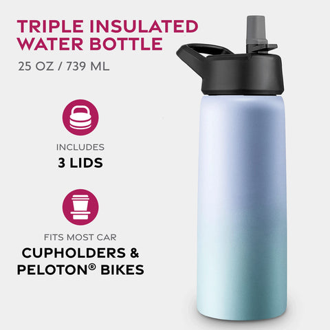 FineDine 25oz bottle with straw lid for cold beverages during workouts.