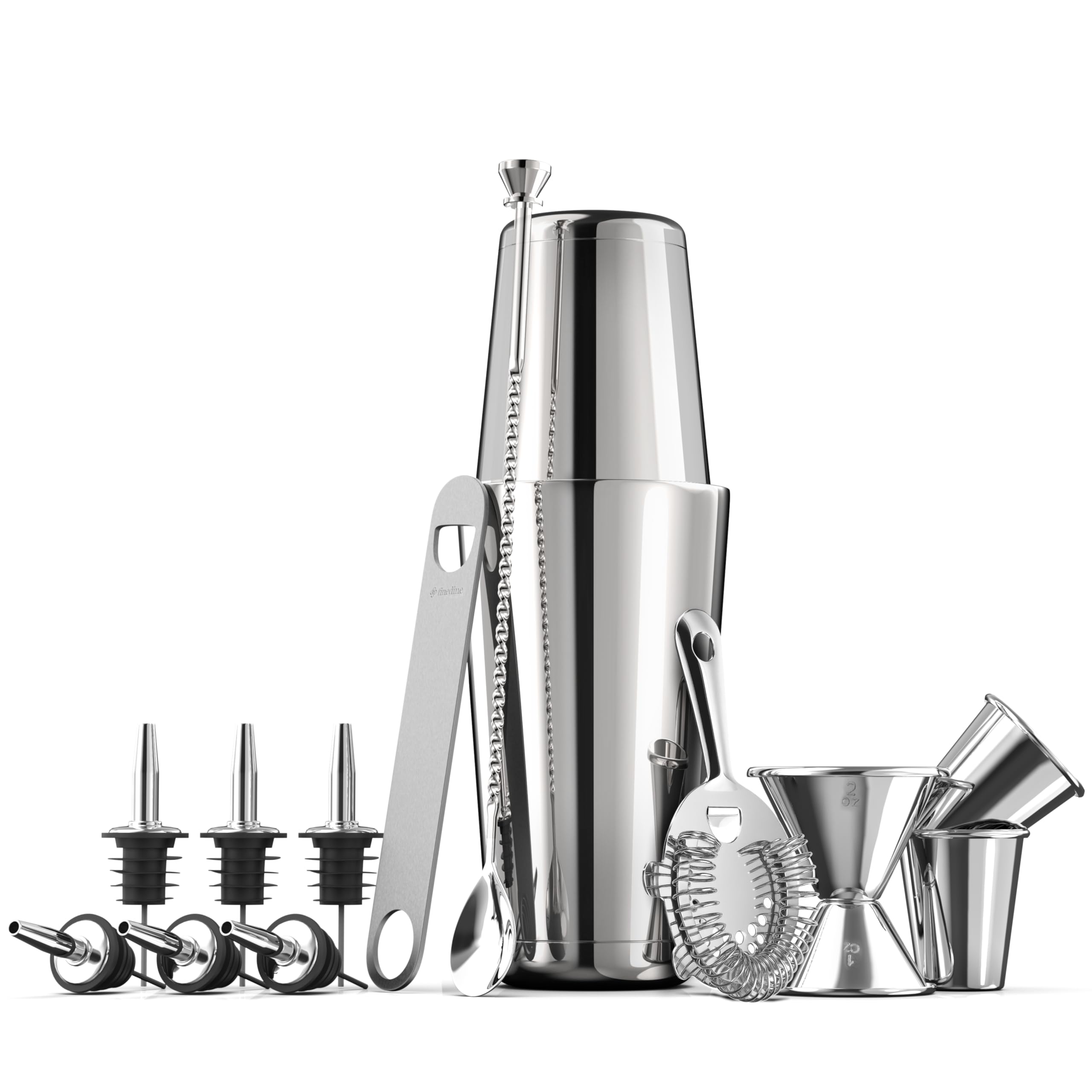 FineDine Boston shaker tins, 26oz and 18oz, for smooth, pro-style cocktail shaking.