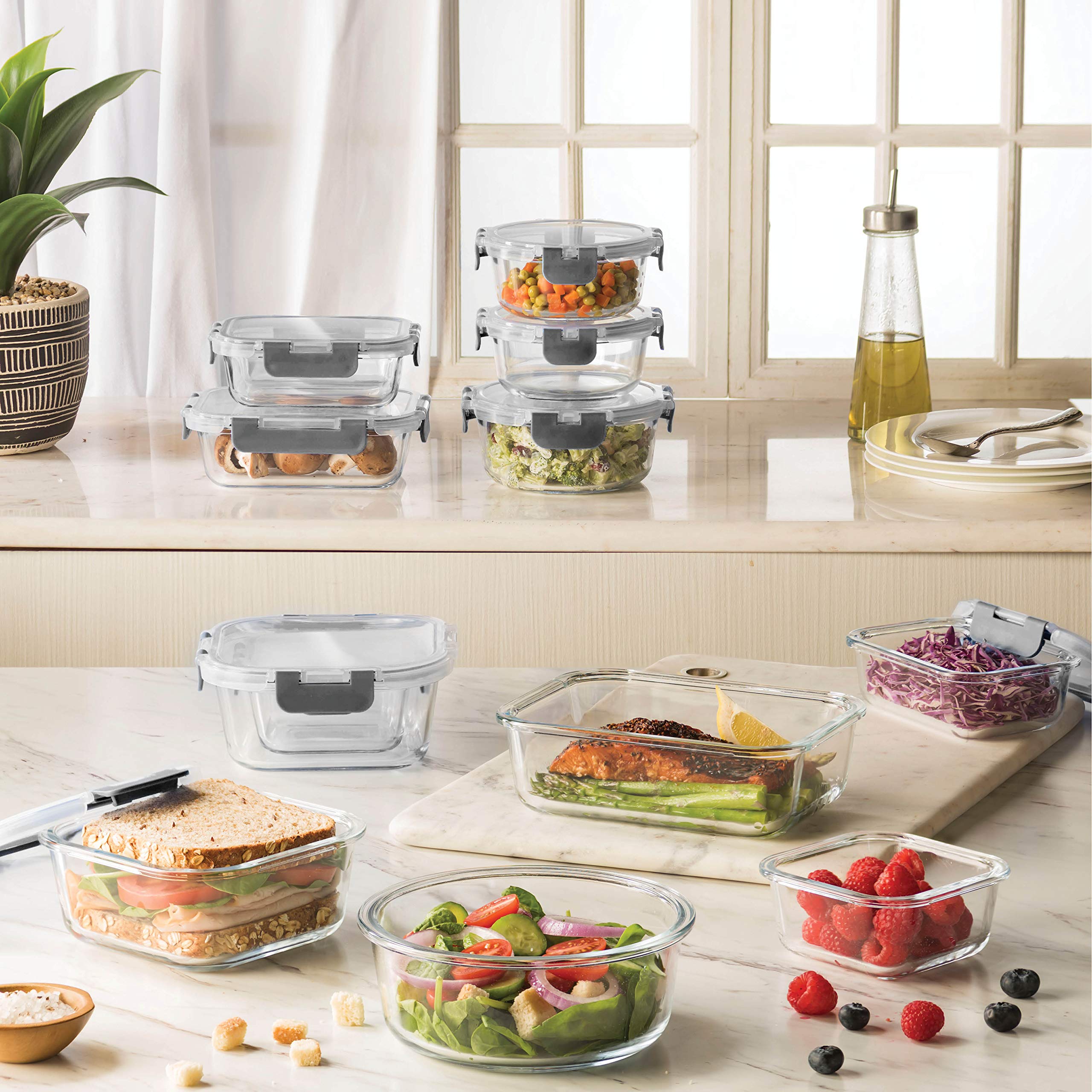 FineDine durable glass containers designed for everyday kitchen use