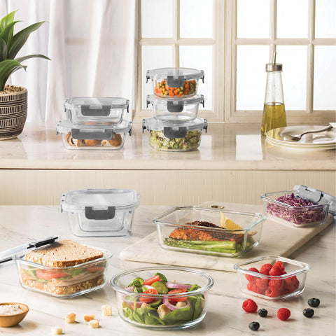 FineDine durable glass containers designed for everyday kitchen use