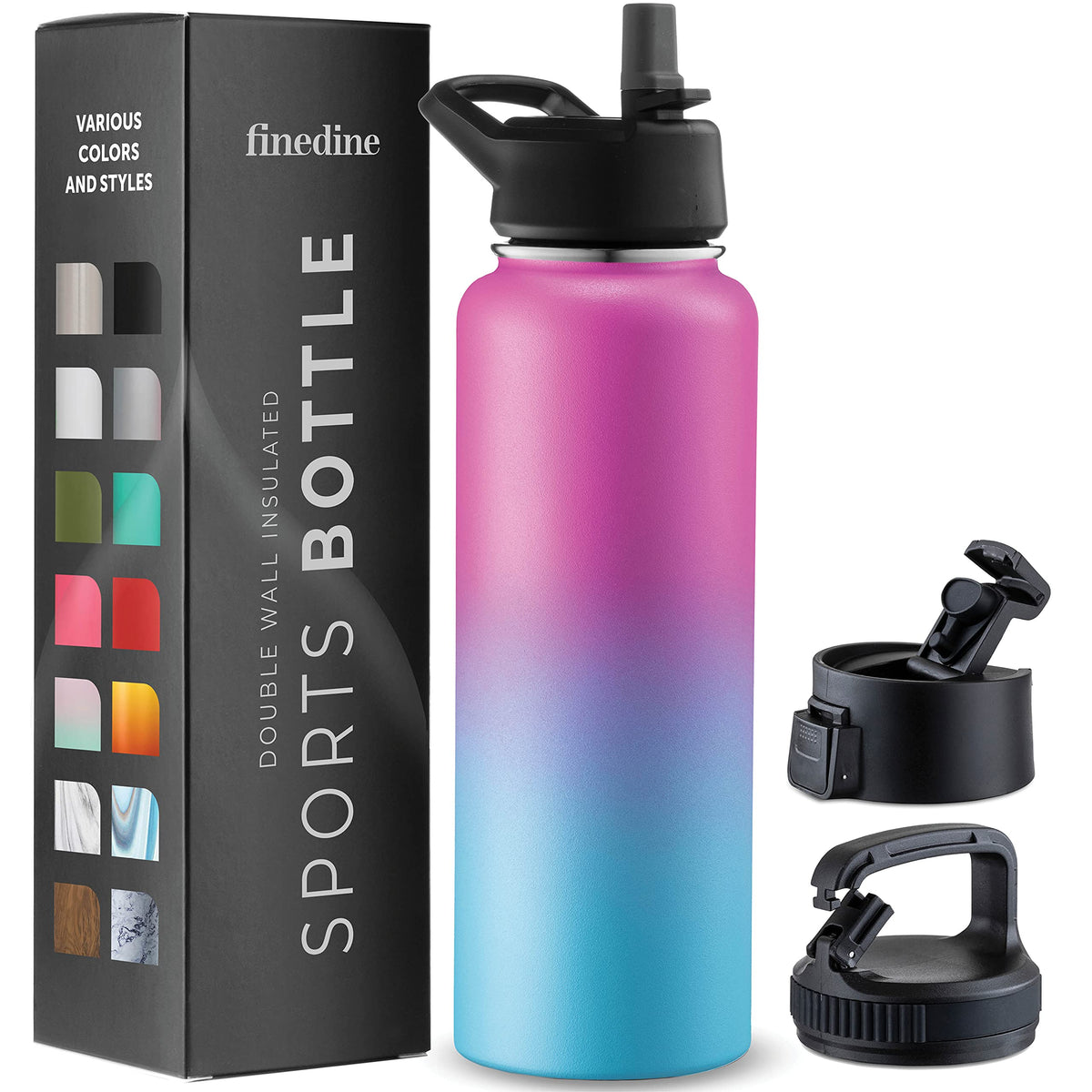 FineDine Pacific Blue Rose Blend bottle in full view for daily hydration on the go