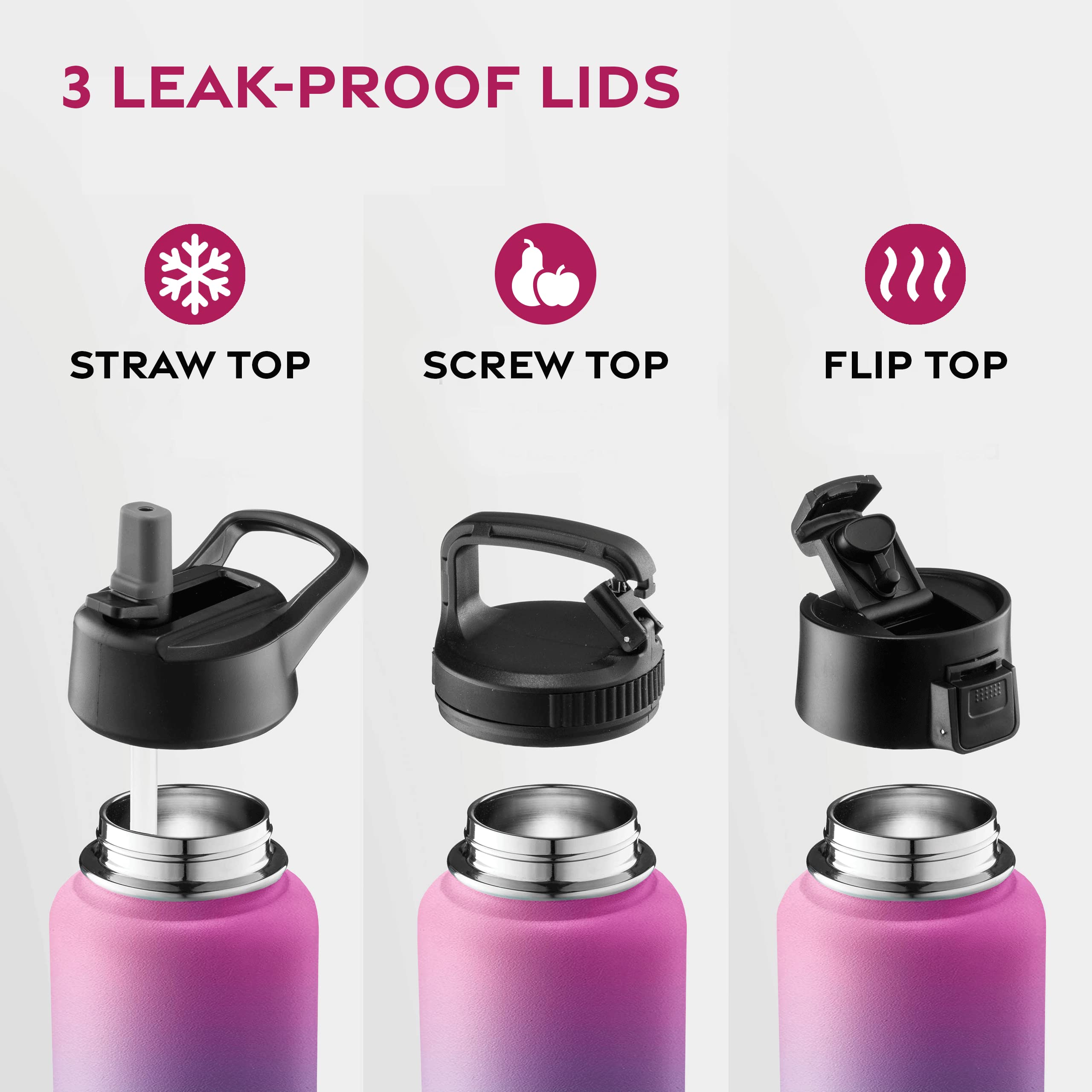 FineDine bottle with removable lid for ice and fresh fruit