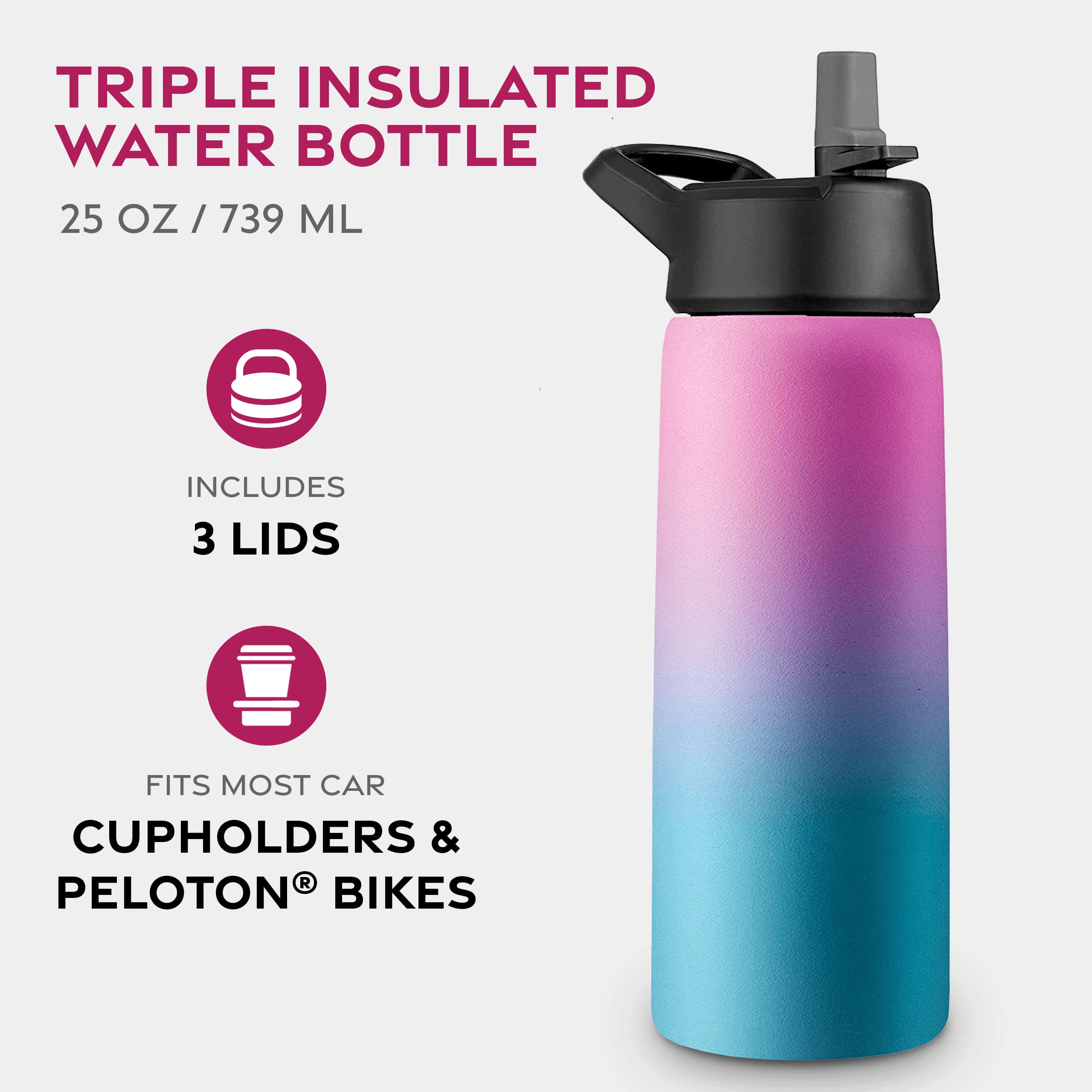 FineDine bottle with straw lid close-up, quick access to cold drinks