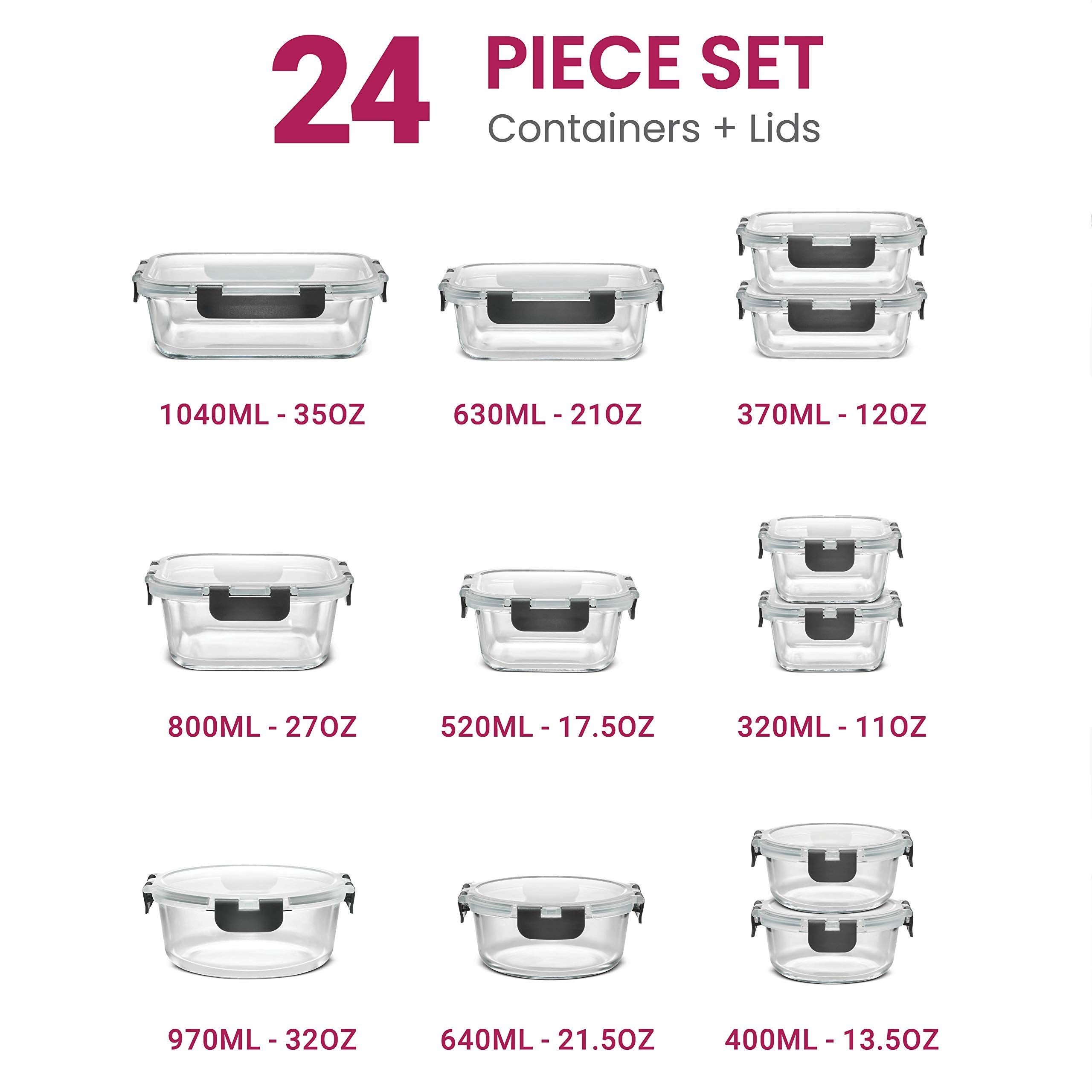 Stackable FineDine glass containers save space and organize meals