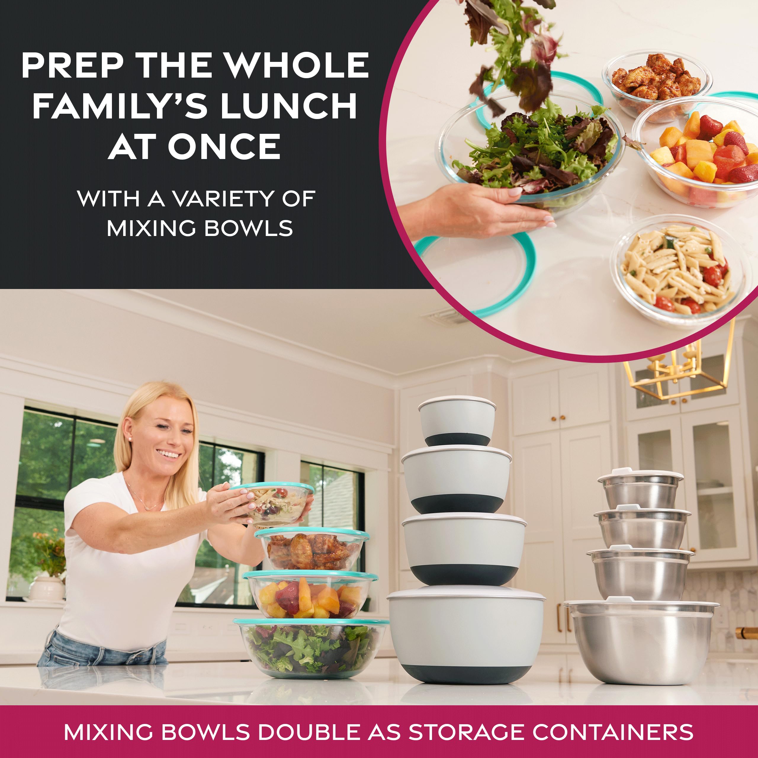 FineDine bowls shown on counter for easy kitchen organization