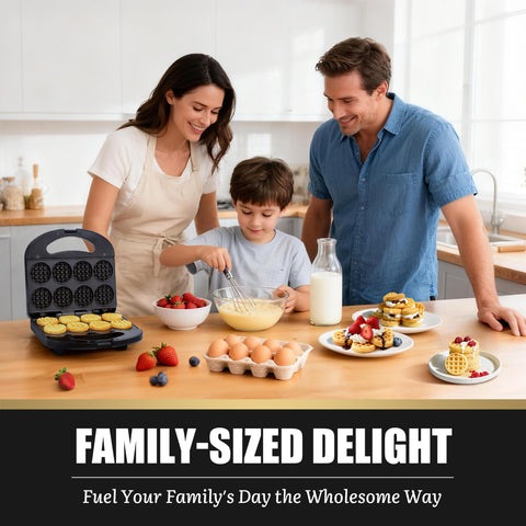 FineMade Mini Waffle Maker serves bite-size waffles for snack time.