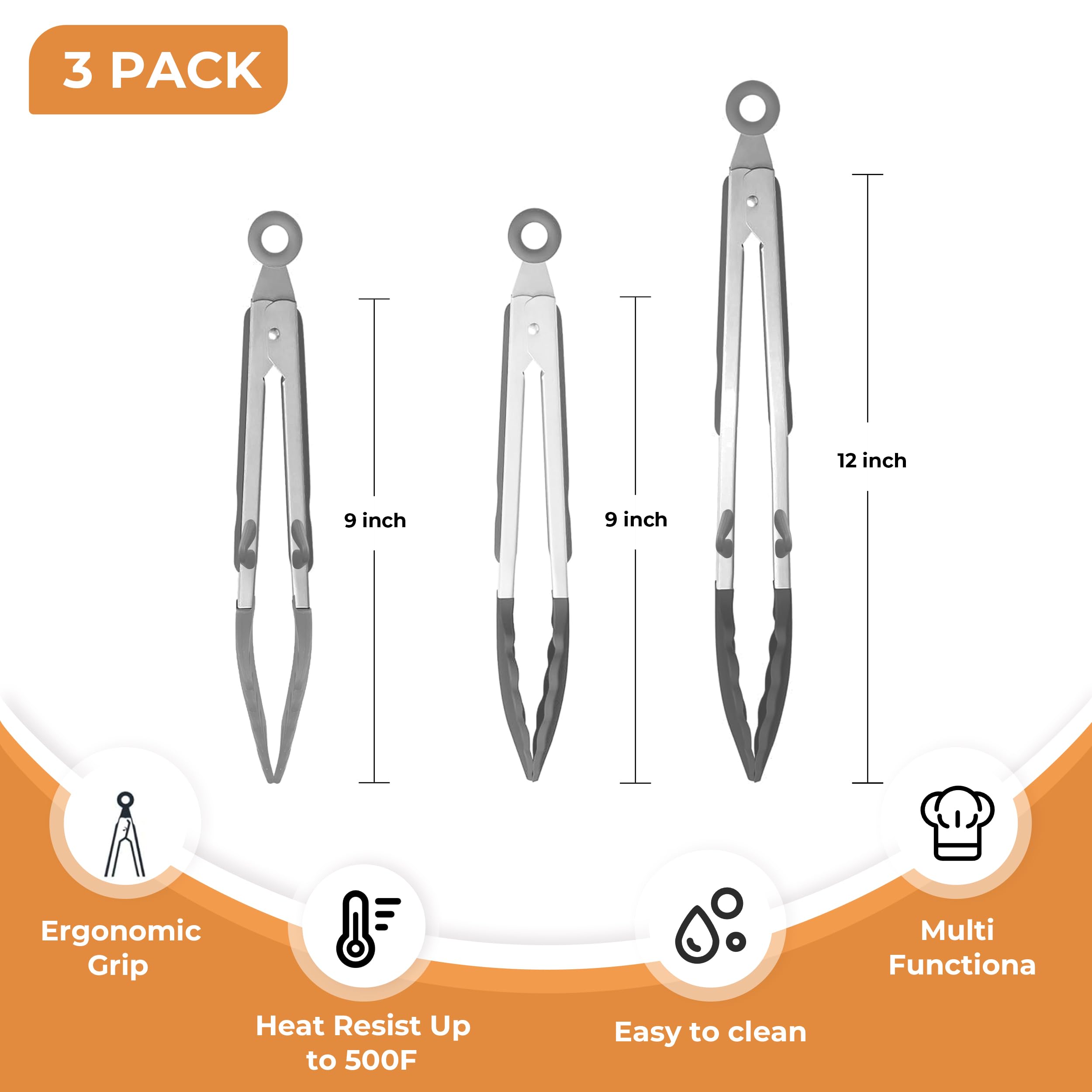 Finenut 9-inch pasta tong designed for draining and serving.