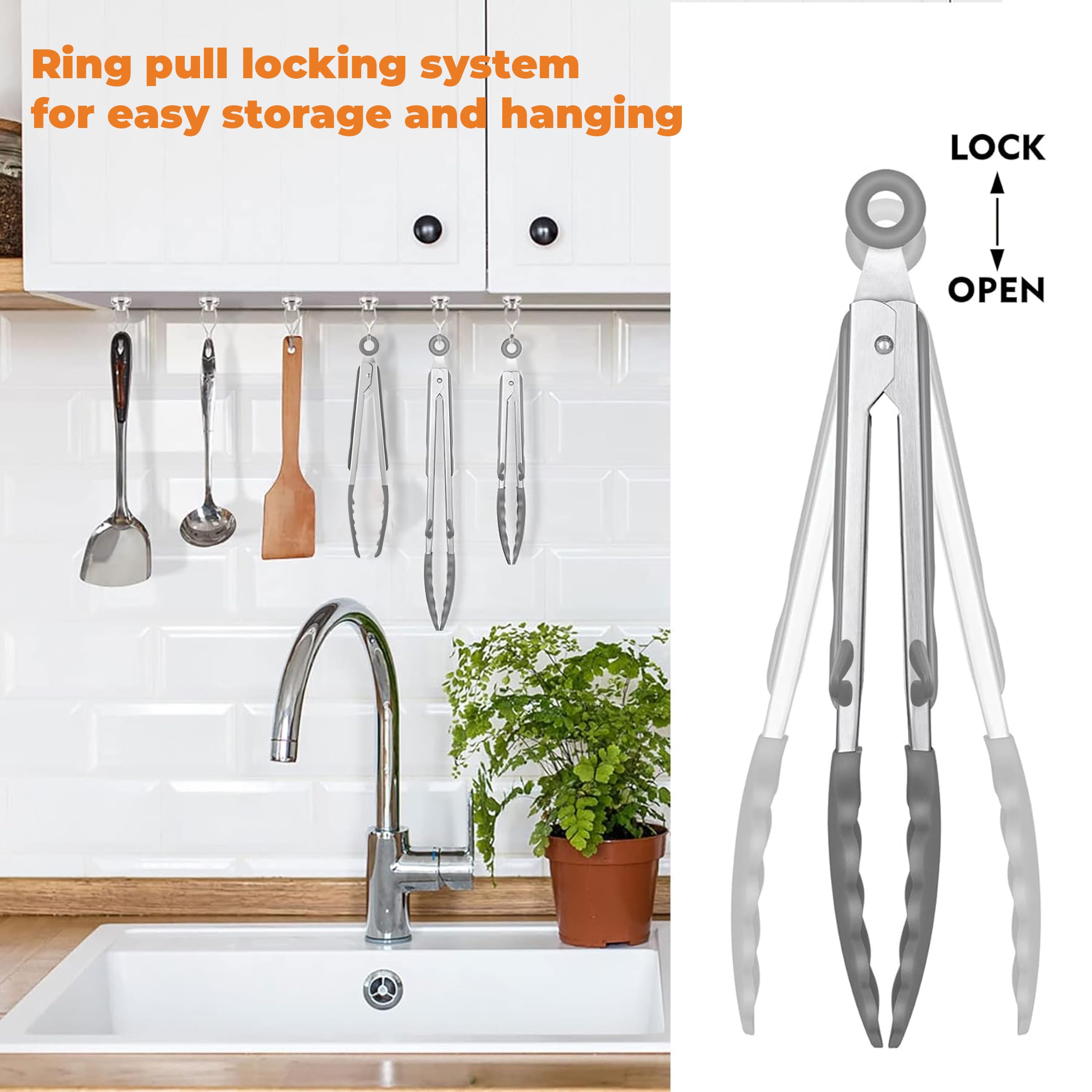 Finenut dishwasher-safe tongs withstand heat for easy cleanup.