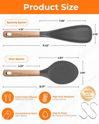 FINENUT heat-resistant silicone construction emphasizes high-heat capability while staying cool to touch