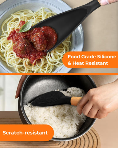 FINENUT heat-resistant silicone spoon and spatula for high-heat cooking