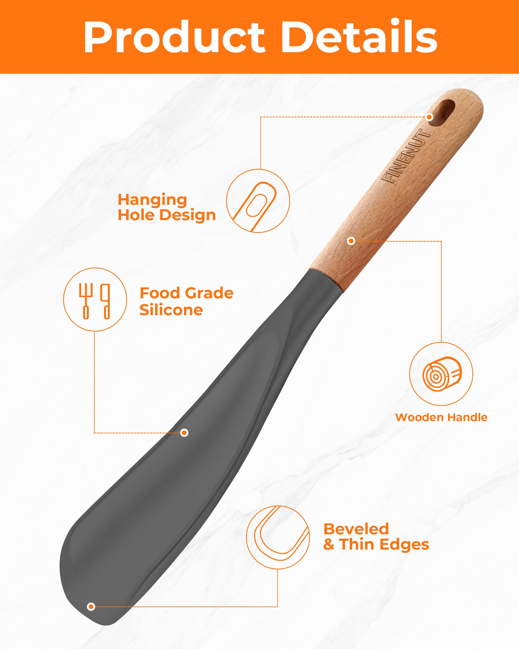 FINENUT nonstick-friendly silicone design highlights gentle surface care and easy cleaning