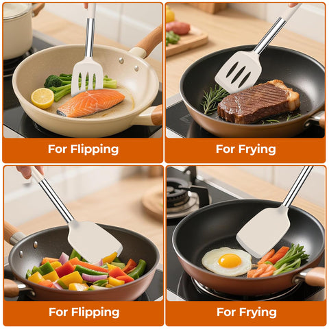FINENUT silicone-slotted-turner; drainage and gentle lifting of delicate foods.