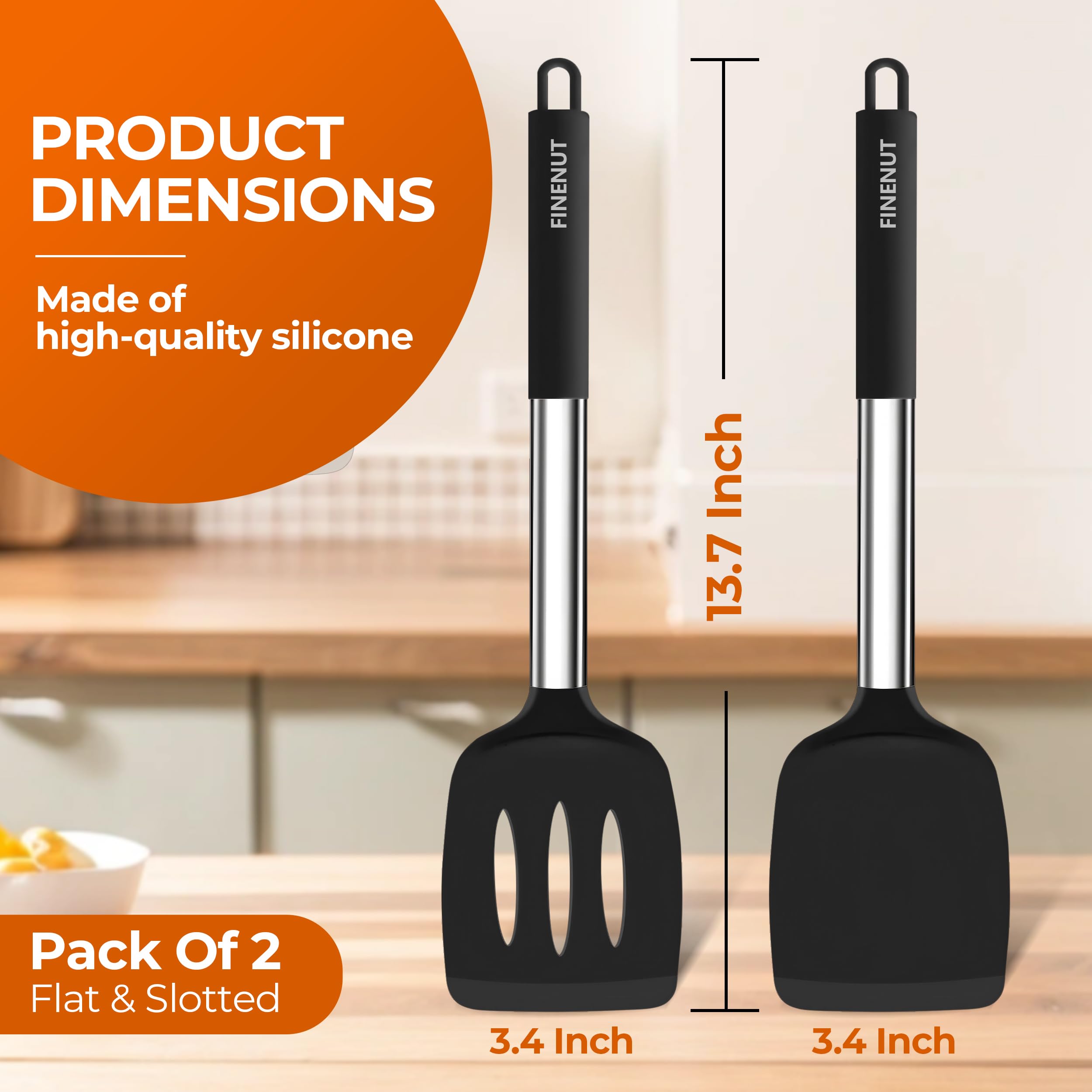 FINENUT silicone spatula ergonomic handle provides secure grip