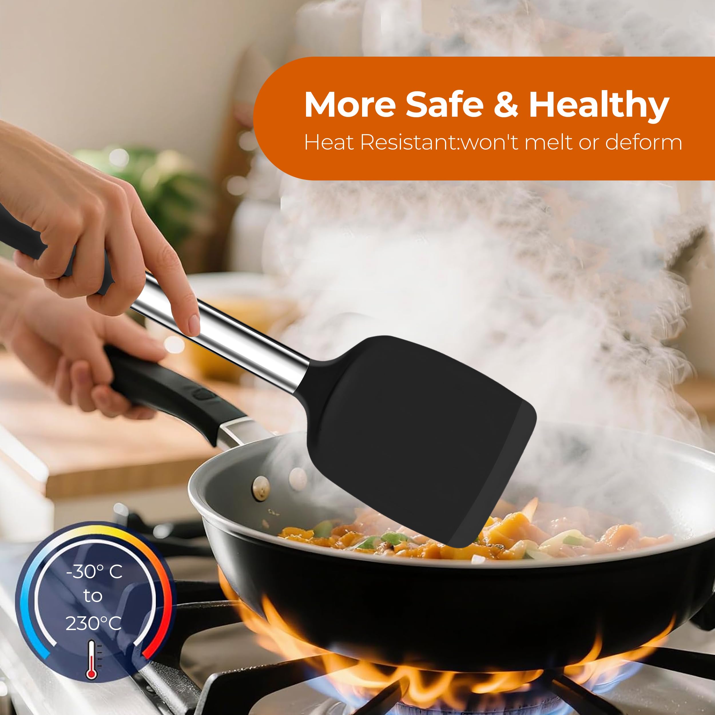 FINENUT silicone spatula heat-resistance ideal for high-heat cooking