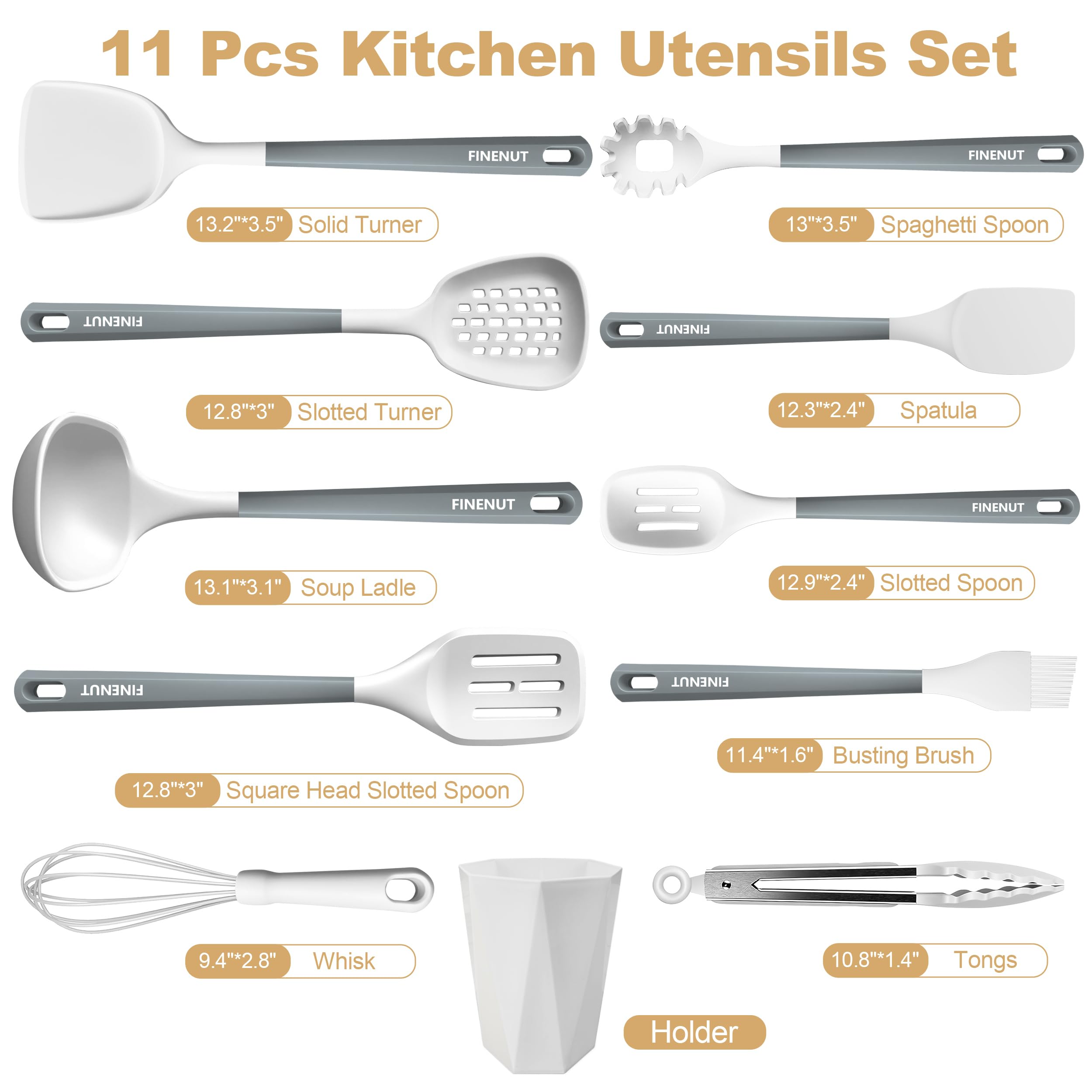 FINENUT silicone spoon versatile stirring for sauces and risottos