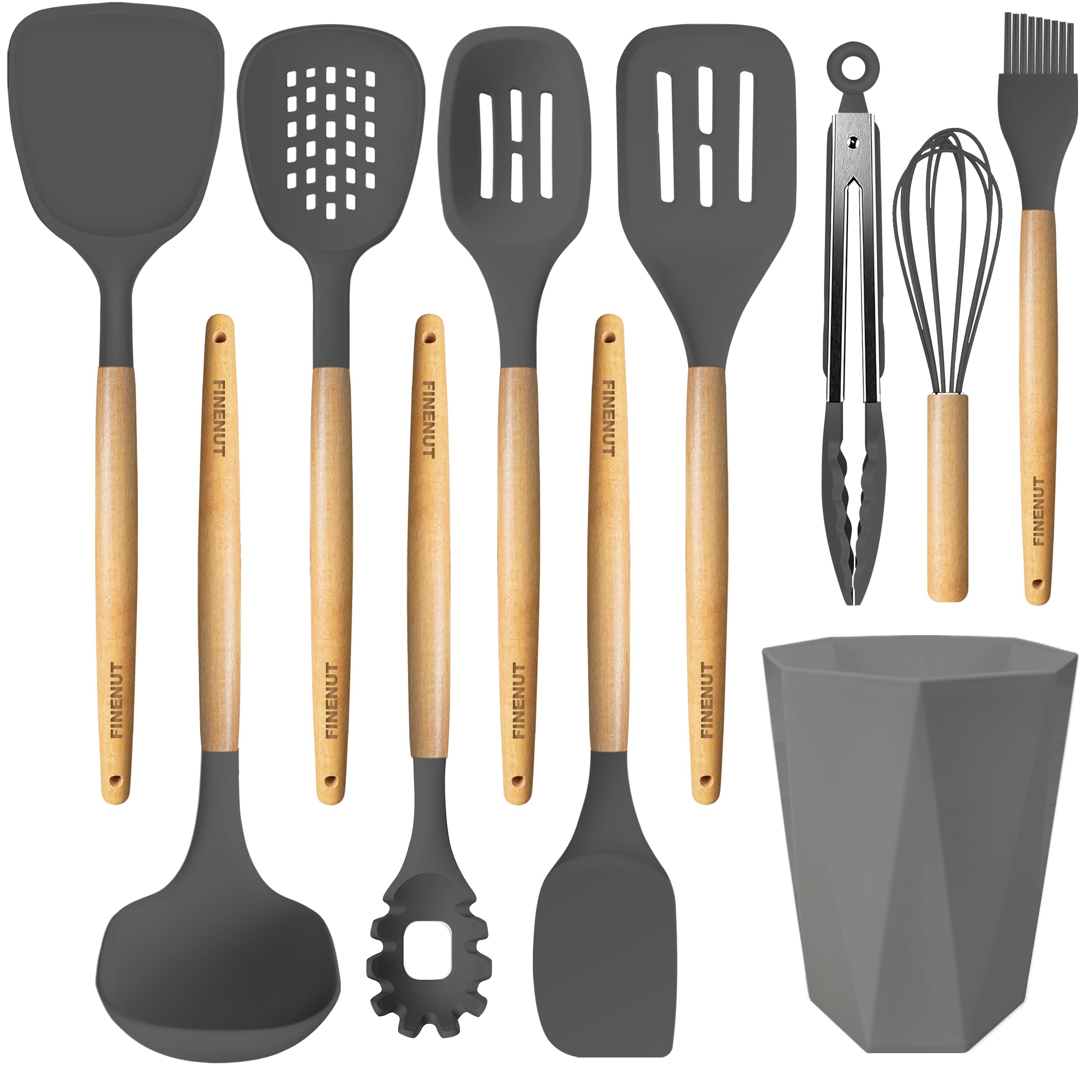 FINENUT silicone spatula shown for nonstick pans with heat resistance