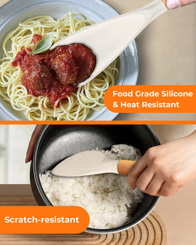 FINENUT spatula spoon with wooden handle offers comfortable grip and control