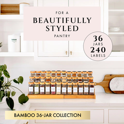 FINESSY bamboo-lid jars with airtight seal preserve freshness.