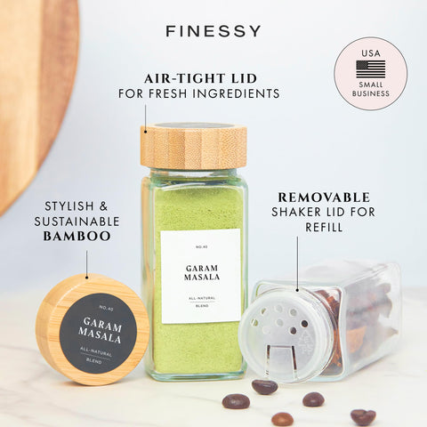 FINESSY two-layer bamboo lids create a secure airtight seal.