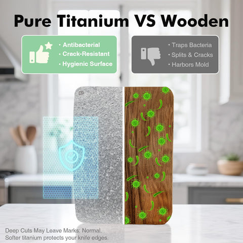 FineYorker titanium cutting board meat side to prevent cross-contamination.