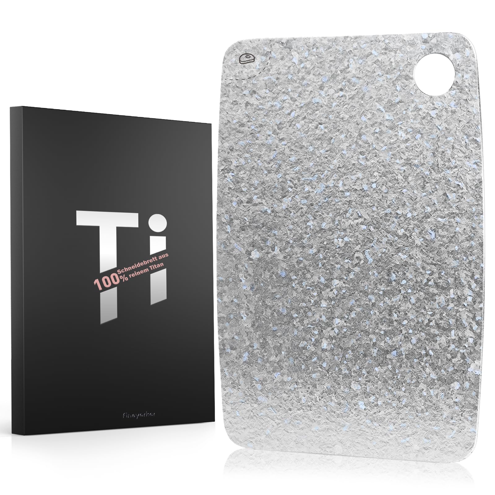 FineYorker titanium cutting board top view, lightweight outdoor prep.