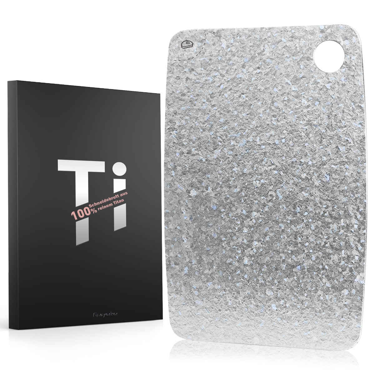 FineYorker titanium cutting board top view, lightweight outdoor prep.