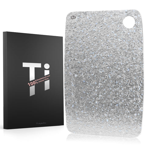 FineYorker titanium cutting board top view, lightweight outdoor prep.