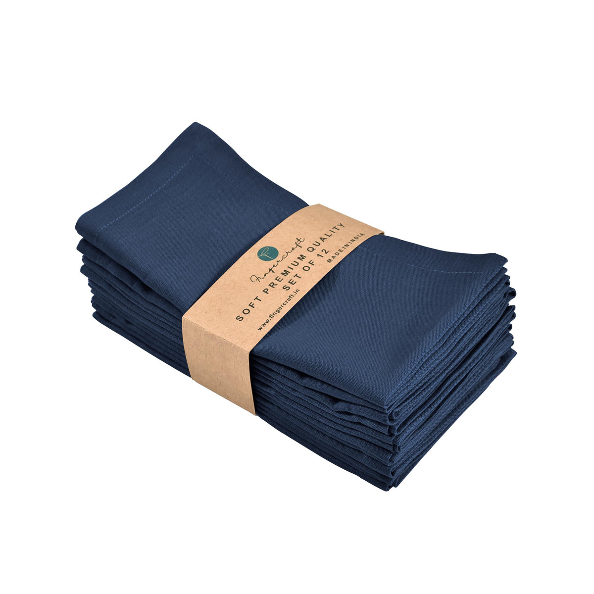 FINGERCRAFT navy napkins 18x18 on table for a stylish dinner party.