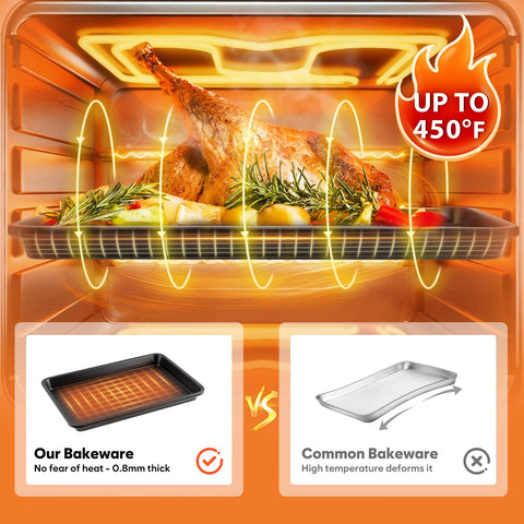 Fire More 0.8mm carbon steel baking pan stands up to heat without warping